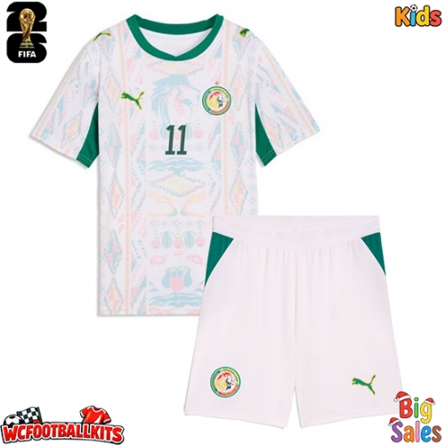 Senegal Nicolas Jackson #11 Replica Home Stadium Kit for Kids World Cup 2026 Short Sleeve (+ pants)
